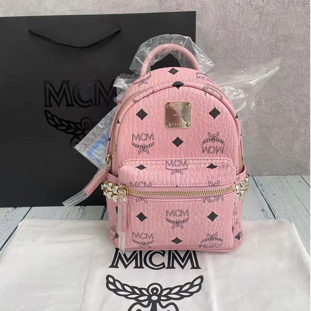 全新未使用 MCM mcm樱花粉超迷你双肩包