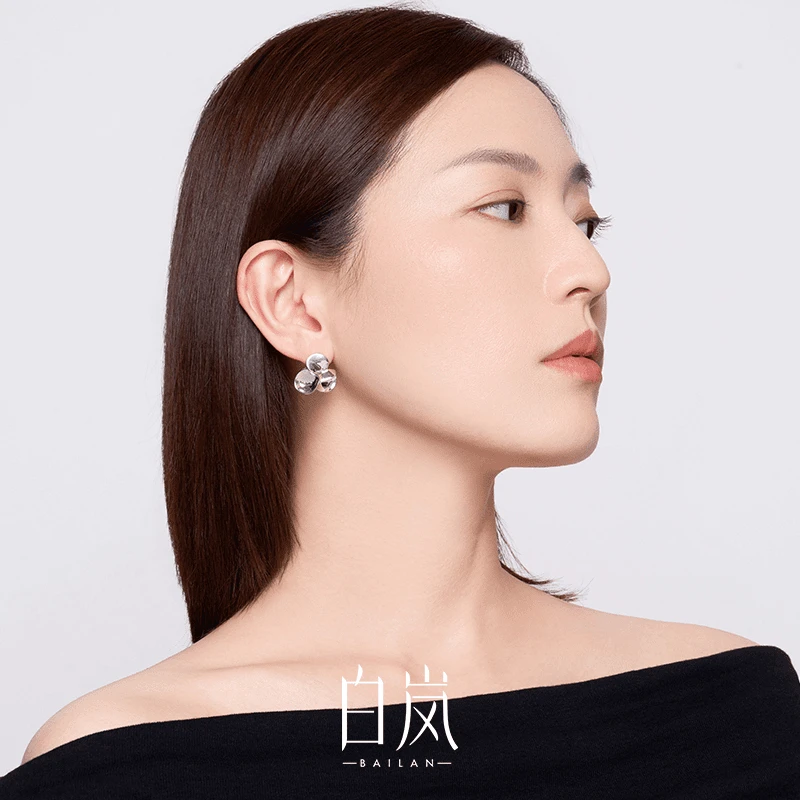 925银耳饰 白岚花花耳钉925银女小众轻奢设计感ED4324