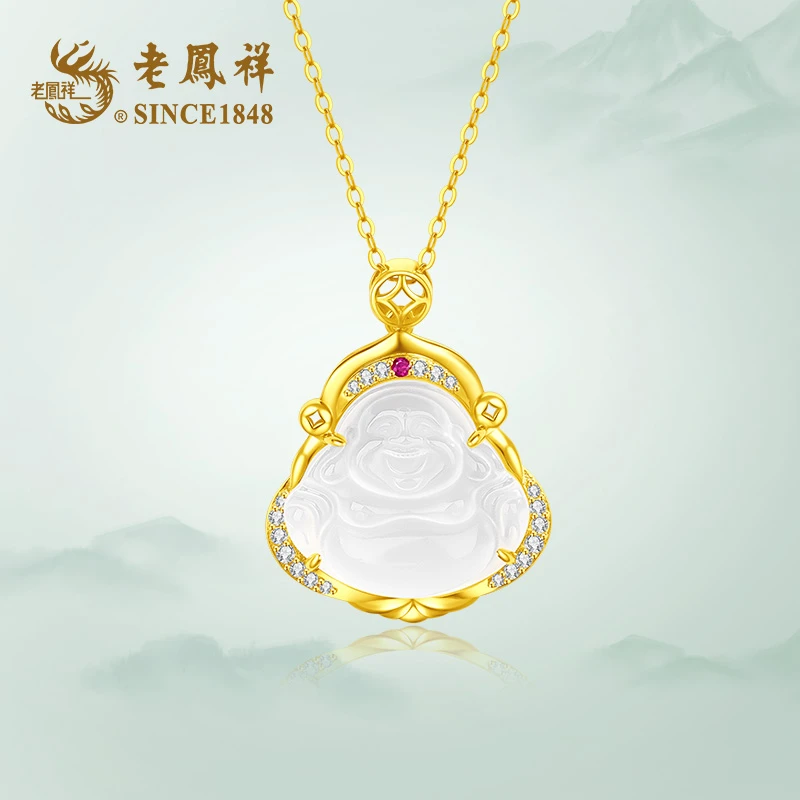 老鳯祥乐淘淘弥勒佛项链A