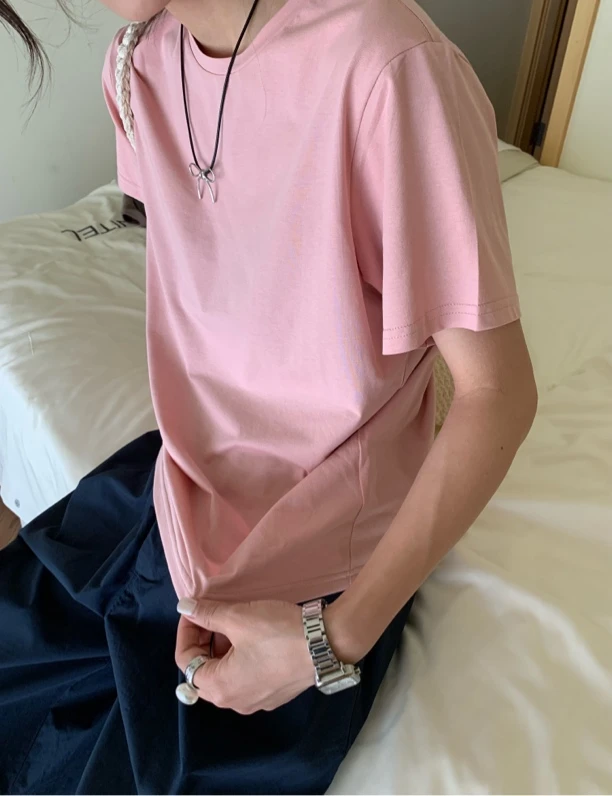 2024夏季新款索罗娜T纯棉韩系简约光版T夏装韩版半袖圆领