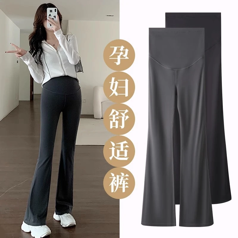 孕妇裤瑜伽裤托腹显瘦打底喇叭裤鲨鱼裤春秋外穿夏季薄款孕妇装