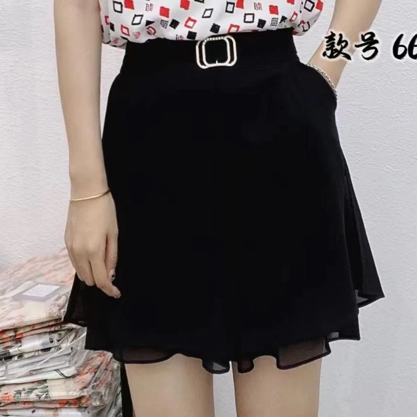 669夏季新款松紧腰气质显瘦百搭短裤洋气时尚休闲设计感女士中腰