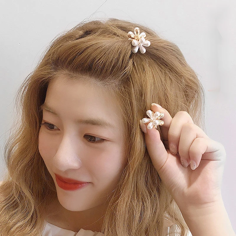 钛钢亚克力/树脂发饰山茶花发夹小巧精致边夹少女抓夹