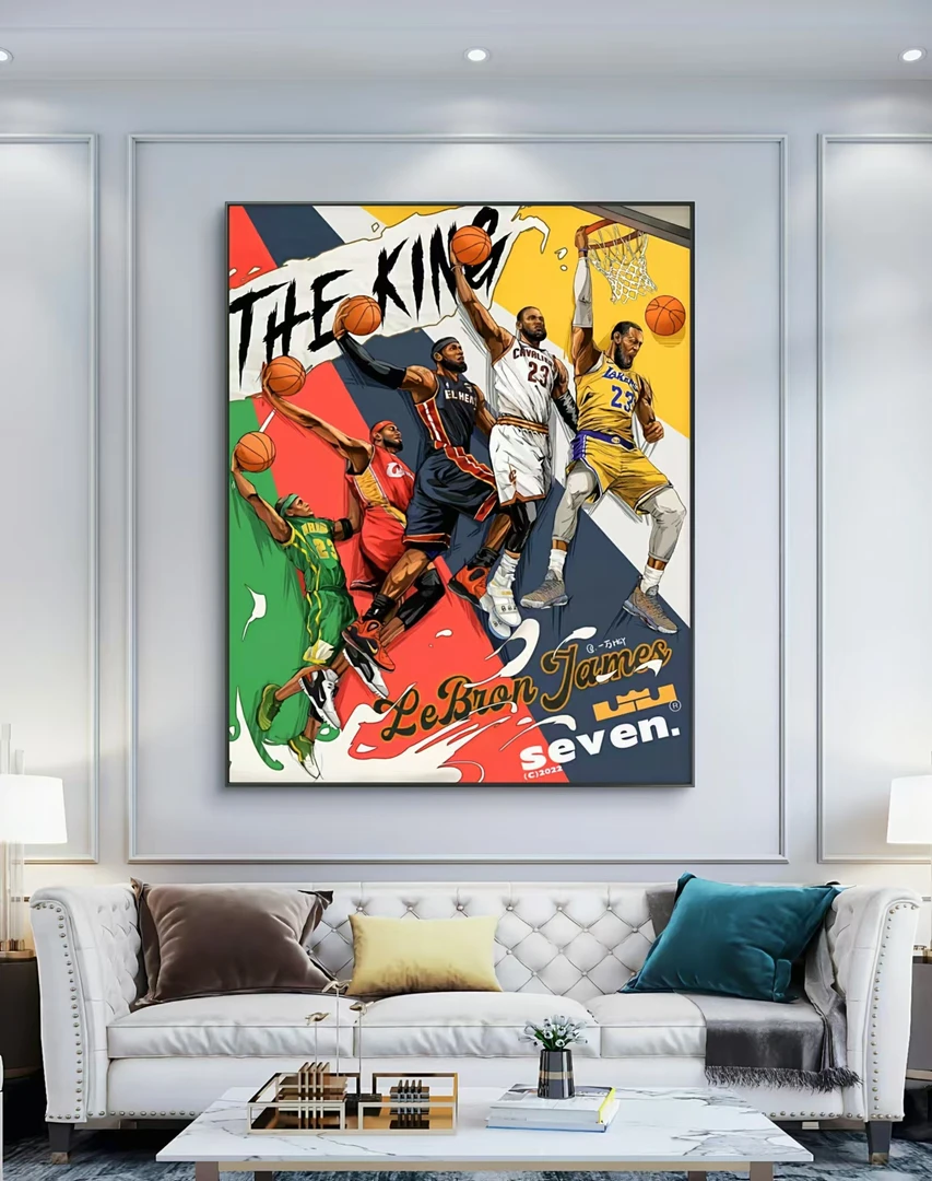 RX 高端装饰画 PVC 40x60 NBA球星 詹姆斯 漫画风 家居 装饰 挂画
