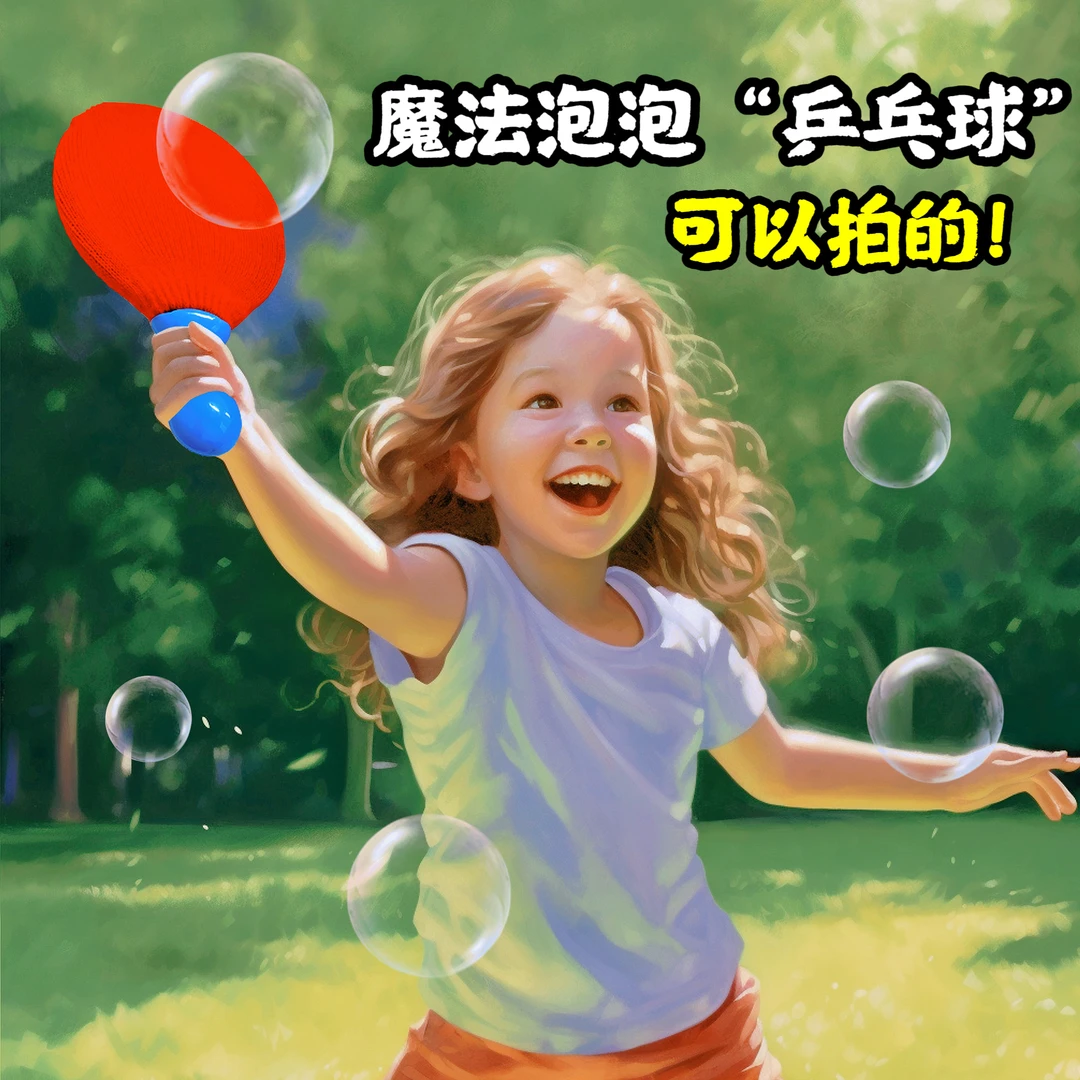 魔法泡泡兵乓球拍 可以拍打 亲子互动对战游戏 儿童安全无毒玩具