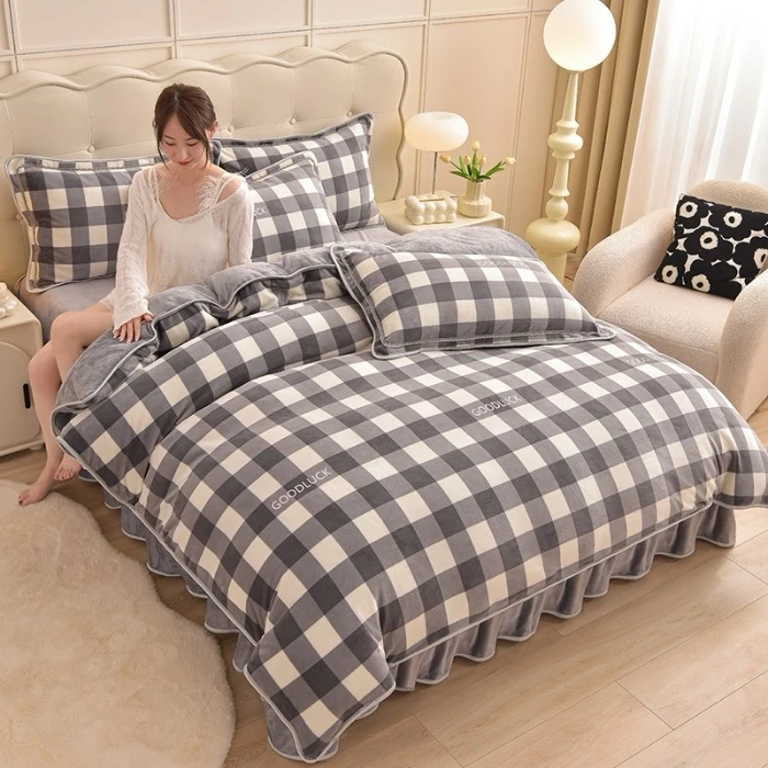 8斤加厚牛奶绒四件套冬季双面绒被套珊瑚绒被罩加绒床单保暖套件8