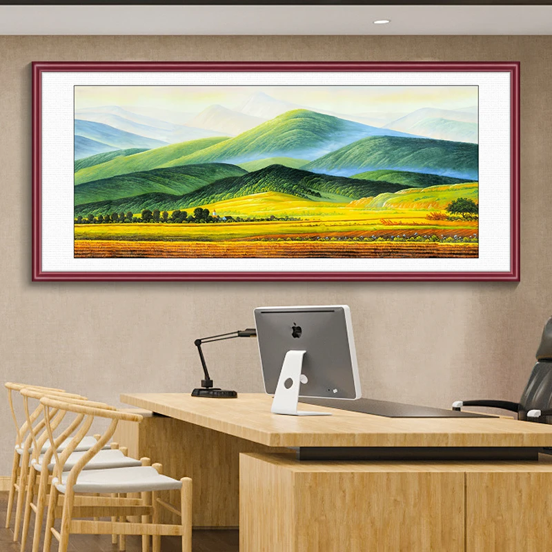 招财靠山图国画山水画客厅装饰画新中式沙发背景挂画办公室壁画