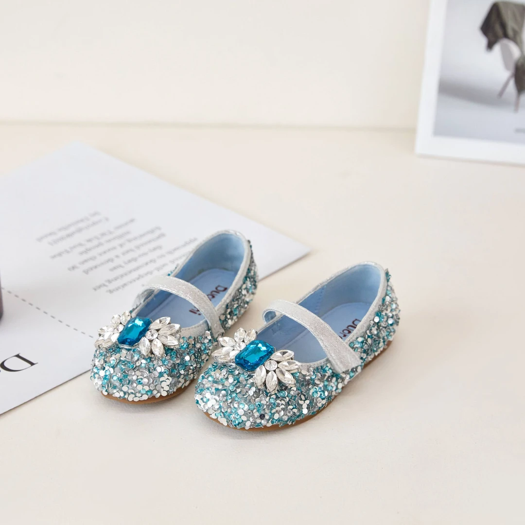Duoremi新款童鞋BR2415女童满鞋闪片大钻点缀时尚艾莎公主鞋女孩