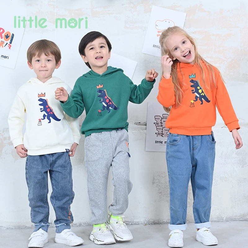Little mori小森林男童连帽长袖卫衣卡通多彩不倒绒