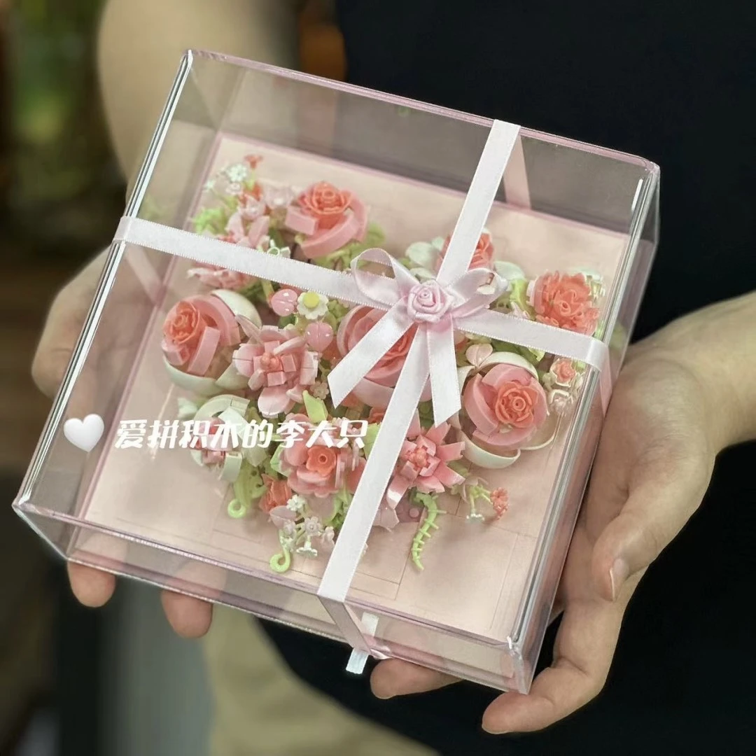 花予之心积木花立体玫瑰永生花拼装摆件女生520情人节生日礼物