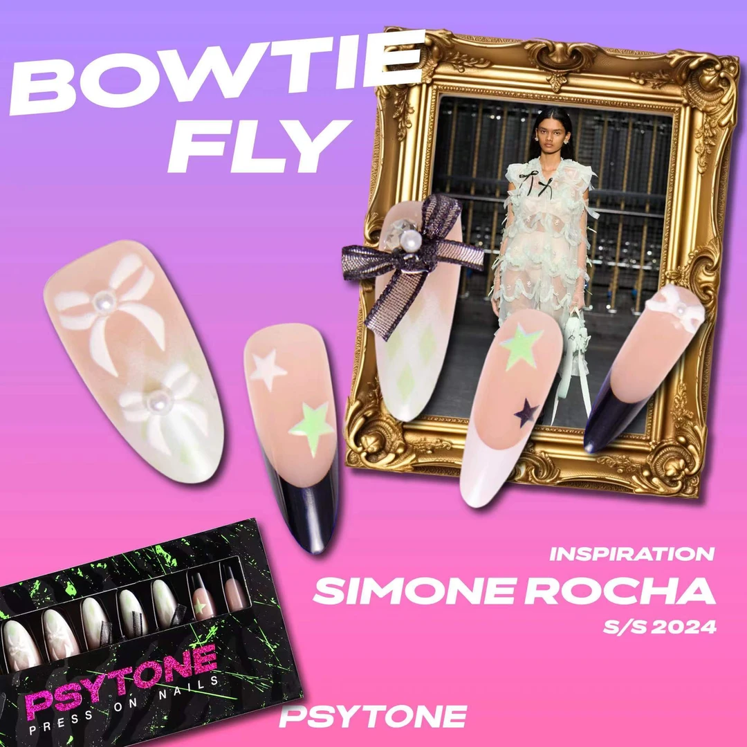 幻调Bowtiefly 福蝶结 | 夏日薄荷绿黑色蕾丝蝴蝶结穿戴美甲1085