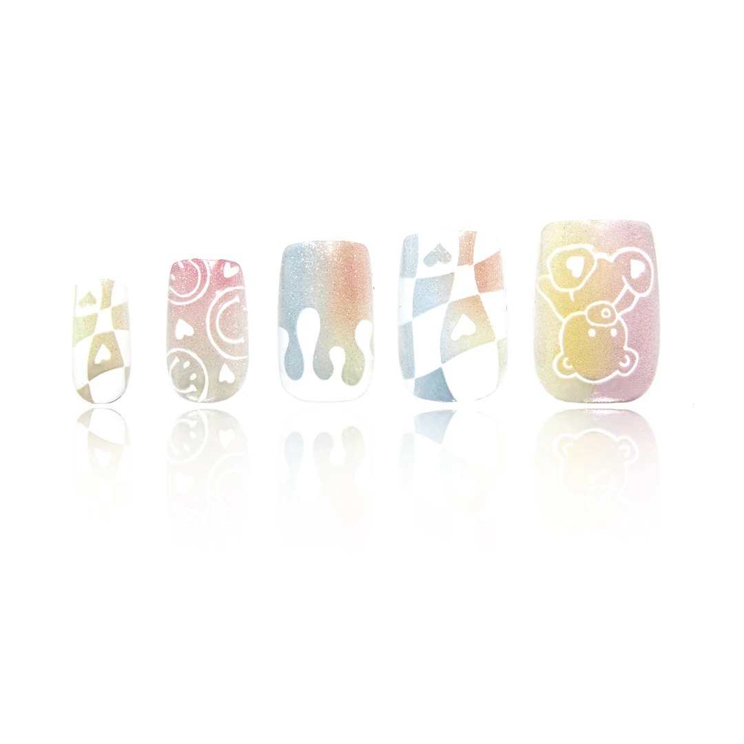 幻调Aura Paws 小幻熊 | 短款细闪奶油小熊全尺码穿戴美甲992
