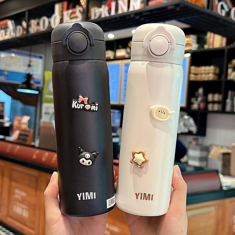 简约弹盖儿童保温杯女高颜值学生用便携直饮水杯大容量316不锈钢