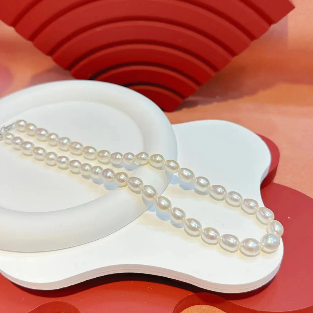 S925银配件8-9mm水滴形珍珠串珠HNZ7056