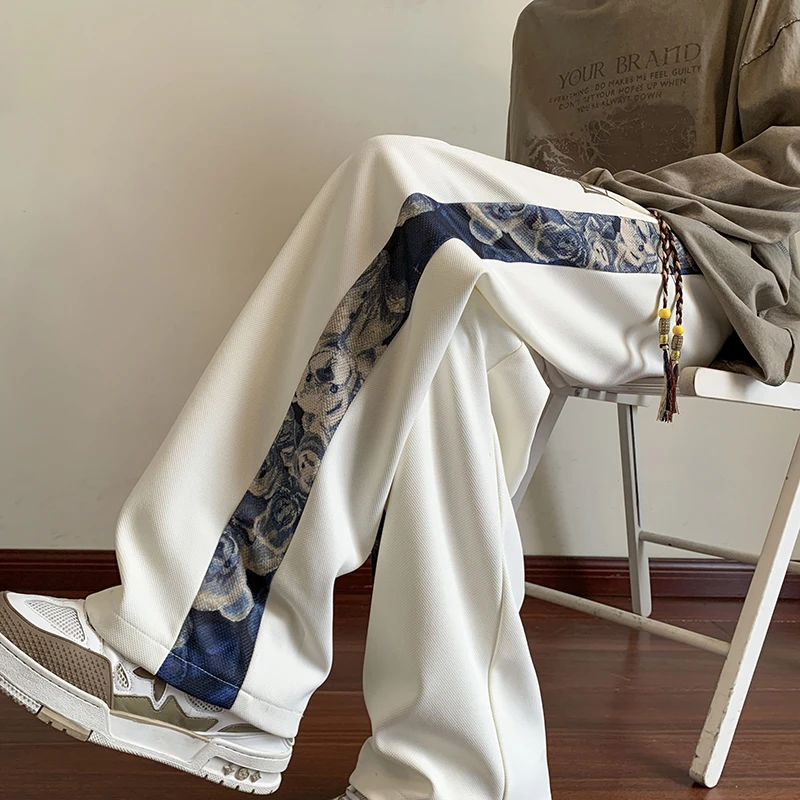 国潮设计感裤子男2025秋季新款潮流小熊印花卫裤百搭宽松休闲长裤