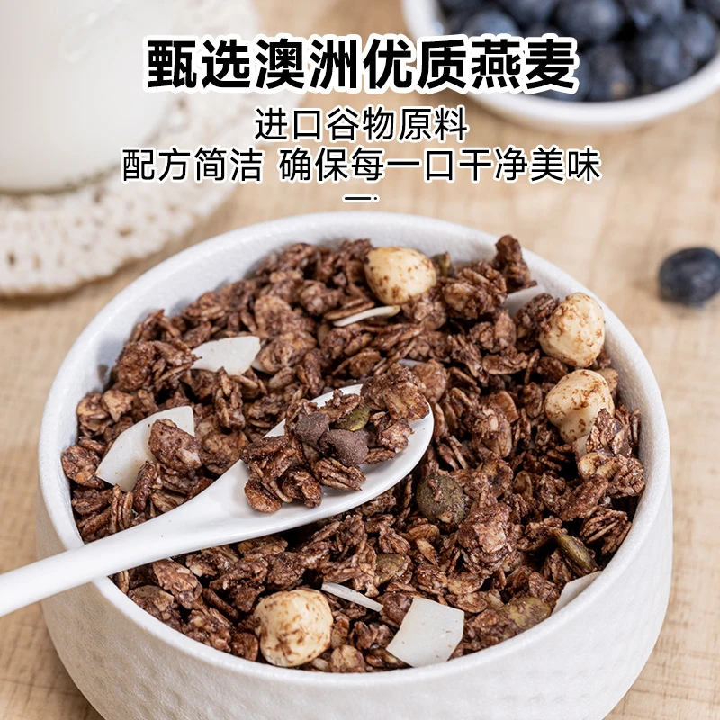 SHI WEI BABA/拾味爸爸 早餐即食花生酱榛果黑巧烤燕麦脆混合麦片