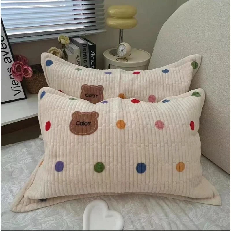 【加绒枕套】秋冬新款绗缝枕套加绒加厚信封式柔软亲肤防滑可机洗