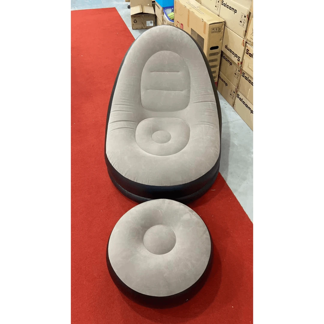 N2pvc植绒充气组合沙发 带脚蹬懒人沙发  居家户外 休闲空气躺椅