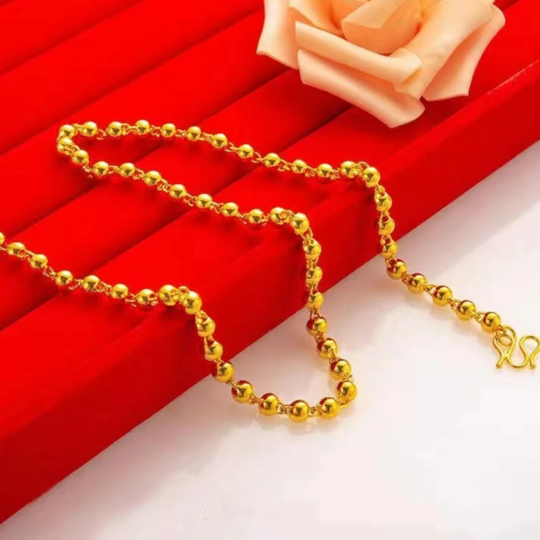 铜合金项链 时尚亮面珠素款百搭