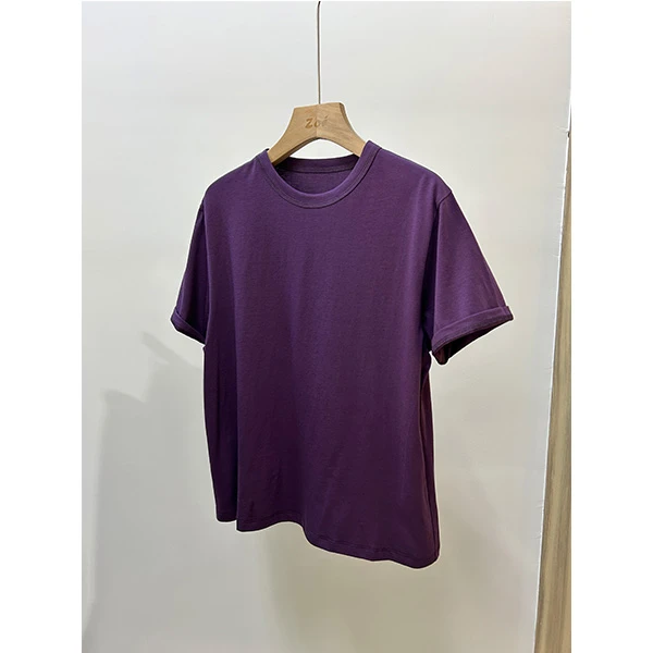戎柠【RONGNING】好穿好看！定染紫圆领短袖T恤女时尚百搭显瘦上衣