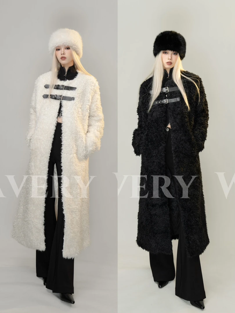 老吴的衣橱【取代日落】韩系高级感仿羊卷毛外套女过膝长款大衣W658