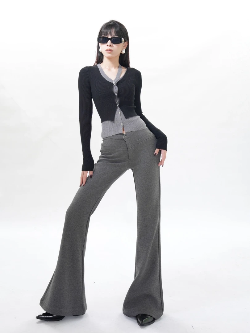 老吴的衣橱【曼城旧序】美式高腰微喇裤女休闲辣妹显瘦百搭神裤K565