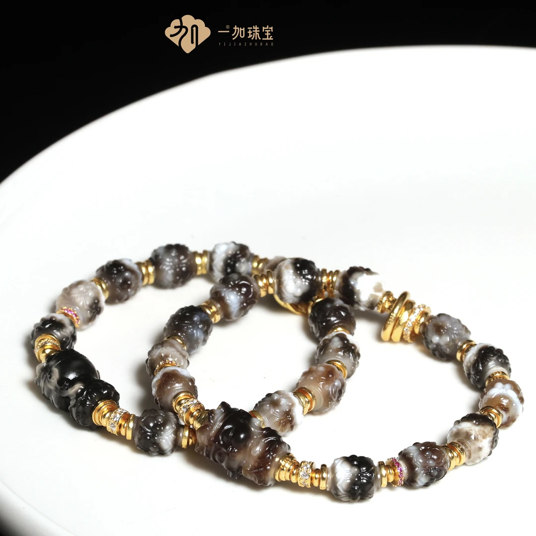 手工设计莲花地藏玛瑙多宝手串多样性发一