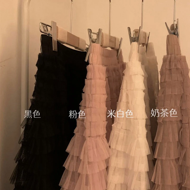 层层叠叠蕾丝蛋糕裙女小个子半身裙a字中长款网纱裙2025秋蓬蓬裙