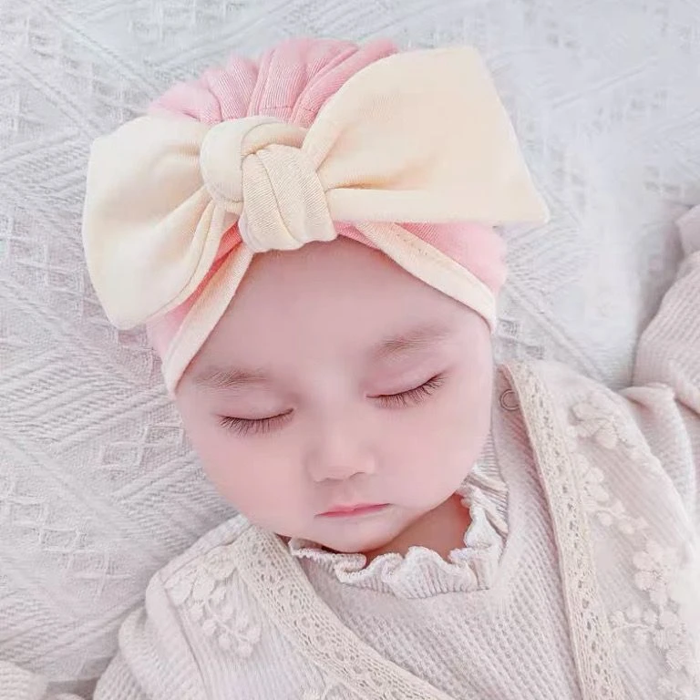 新生婴儿印度帽子秋冬保暖蝴蝶结护囟门春款0-3-6月宝宝胎帽男女