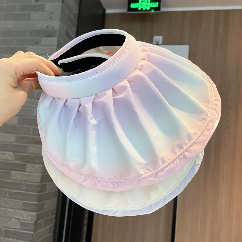 儿童贝壳帽夏季空顶帽大帽檐遮阳帽渐变色无顶宝宝防晒帽太阳帽韩