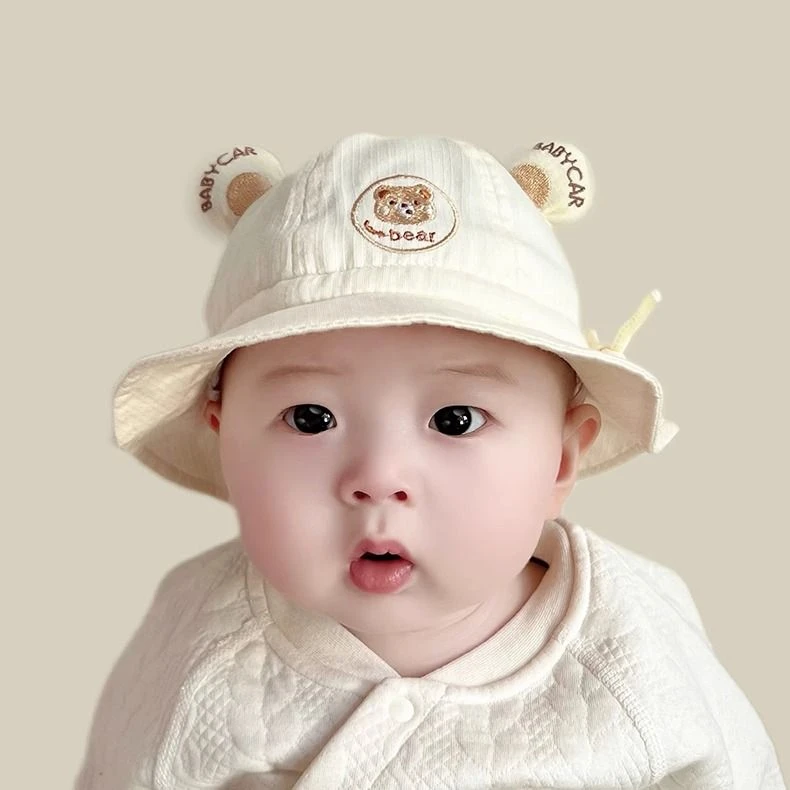 婴儿帽子春秋款薄款渔夫帽宝宝韩版可爱婴幼儿盆帽新生儿可调