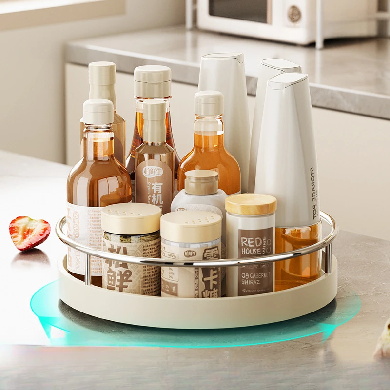 厨房置物架家用调料旋转收纳架不锈钢多功能酱油瓶调味料收纳架