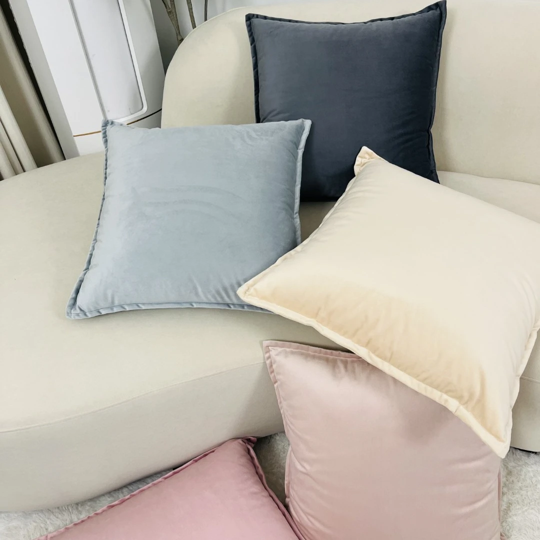 纯色百搭抱枕靠枕靠垫荷兰绒沙发靠背垫腰枕简约加厚方形含芯