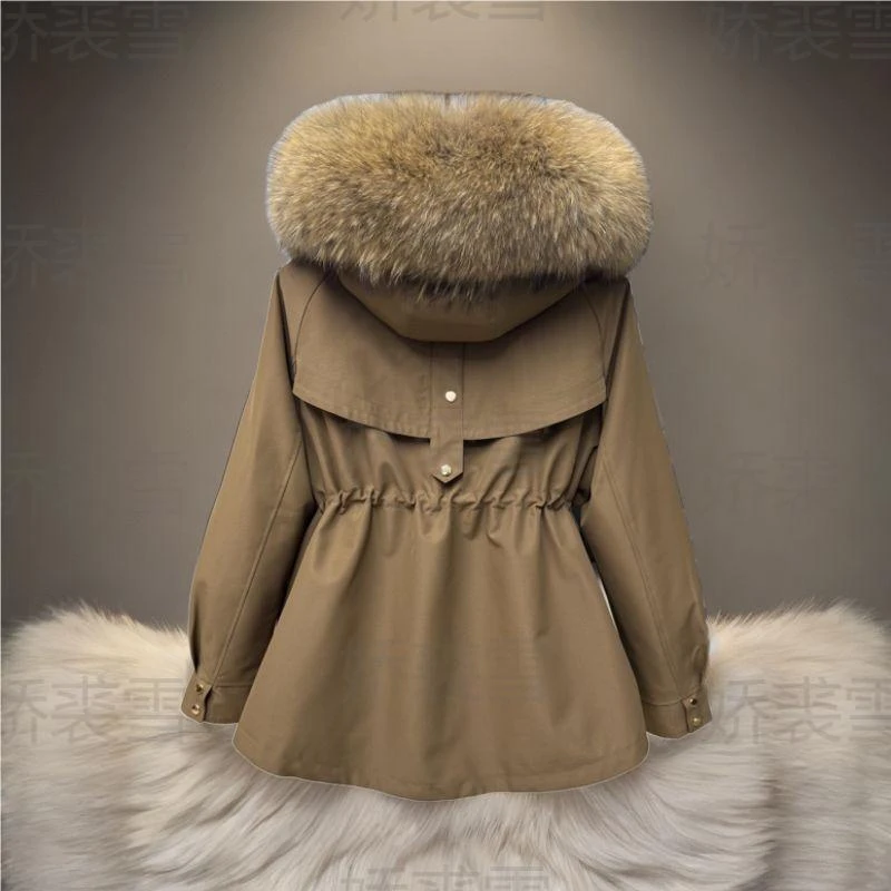 派克服新款女士可拆卸内胆加厚韩版显瘦短款宽松冬季大码连帽外套