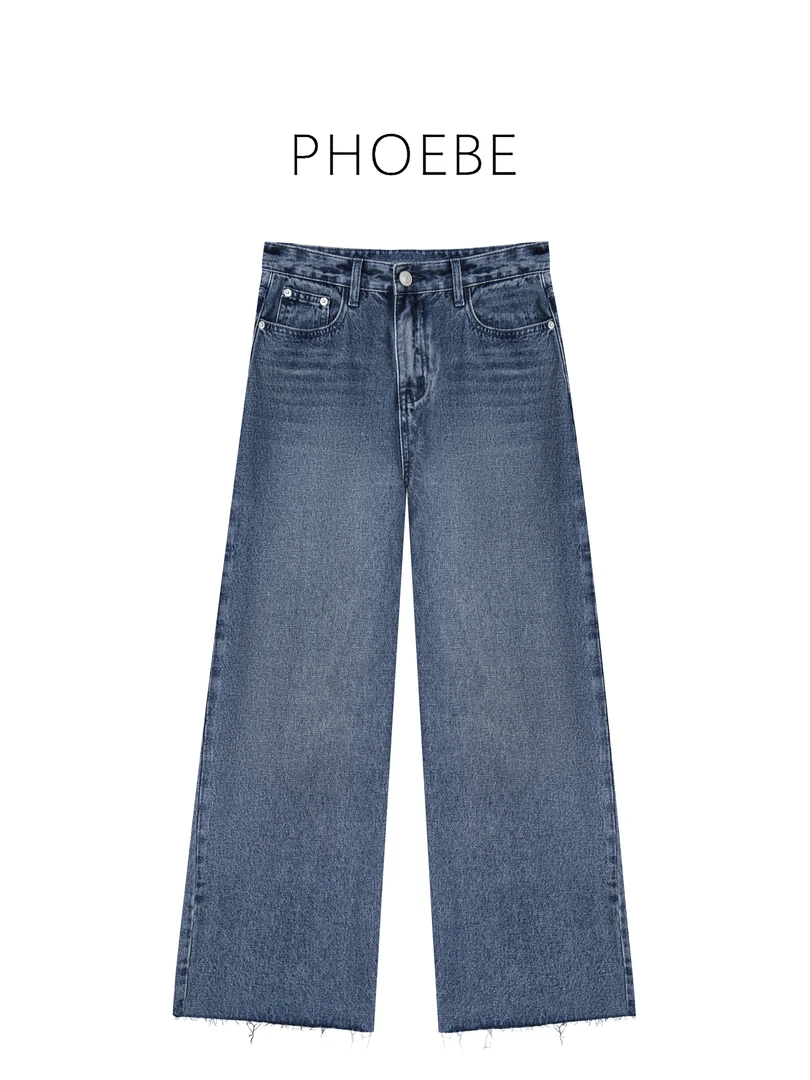 NONO【须边牛仔裤】PHOEBE叶姐 秋季新款韩版时尚牛仔裤H40810037E