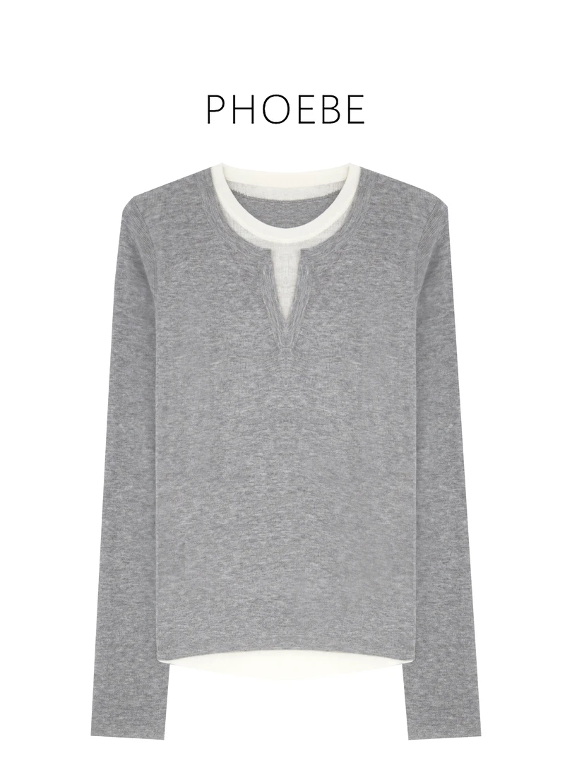 惊喜【叠穿】PHOEBE叶姐 秋季穿搭人气两件套打底长袖T恤H40816050C