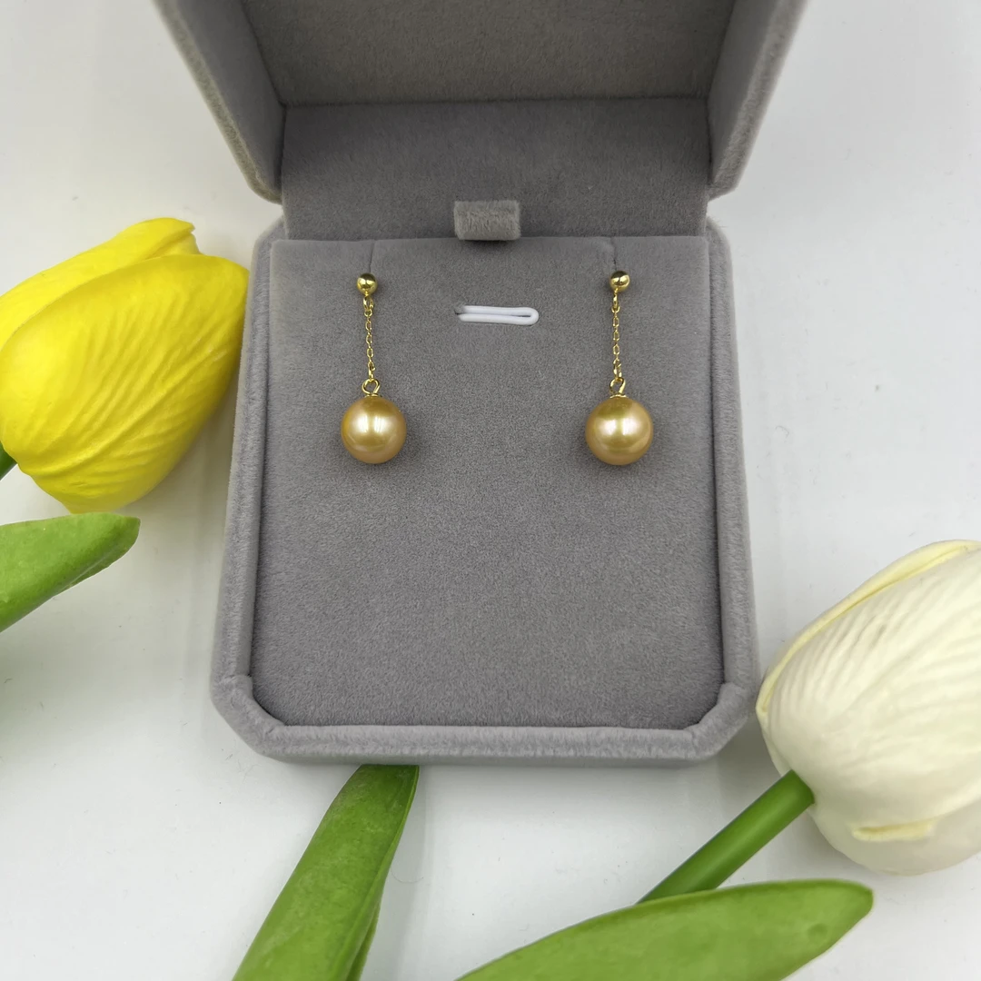 925银耳饰 【飛梵匠造•优选】9-10mm极光金色大风吹耳线8915