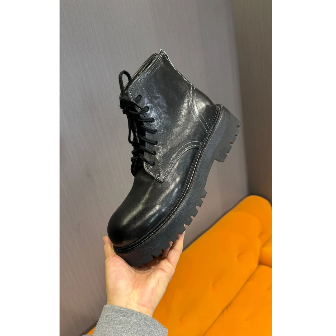 秋冬英伦复古马丁靴男厚底皮靴休闲短靴后拉链机车百搭潮工装靴