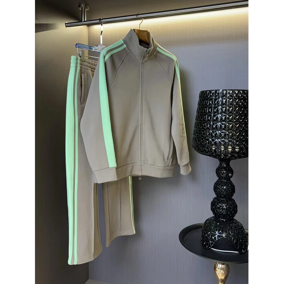 秋季侧边条纹织带套装拉链立领外套休闲运动夹克外套卫裤潮男时尚