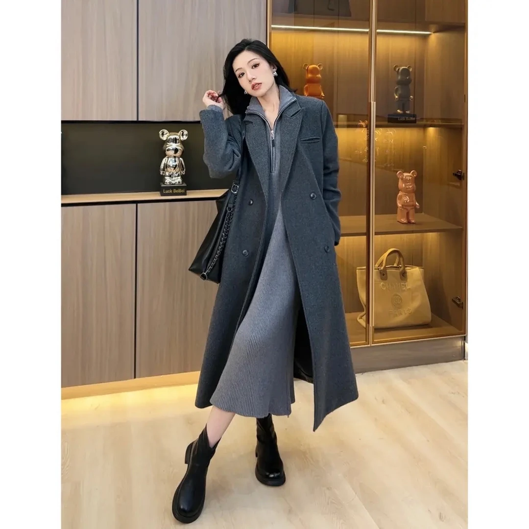 秋冬宽松针纯色织连衣裙显瘦长袖拉链气质女装时尚打底裙子889