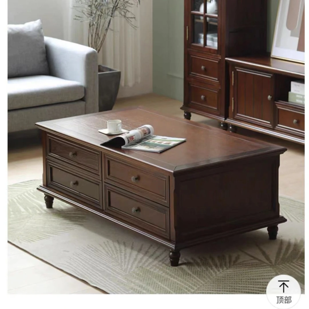 美式实木茶几简约现代客厅电视柜茶几组合小户型轻奢茶几桌1.2米