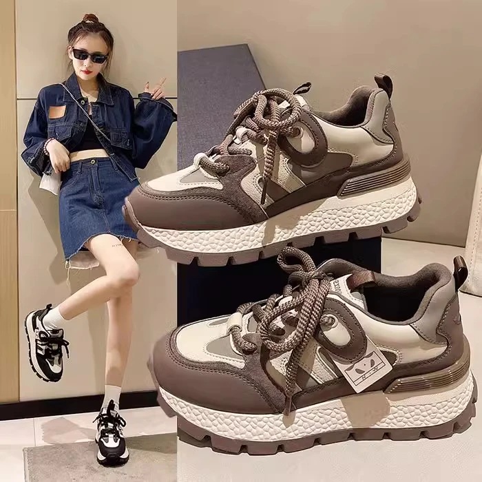 A1网红运动鞋女2023年秋冬季新款显脚小时尚百搭厚底休闲老爹鞋子