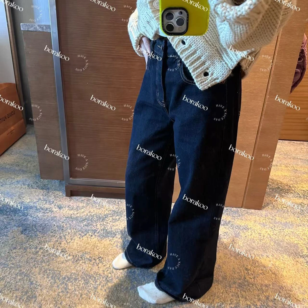 【BORAKOO】【现货】深蓝色~直筒牛仔裤