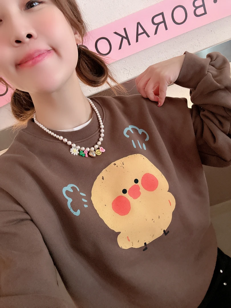 【BORAKOO】咖色小黄鸡~秋款长袖卫衣