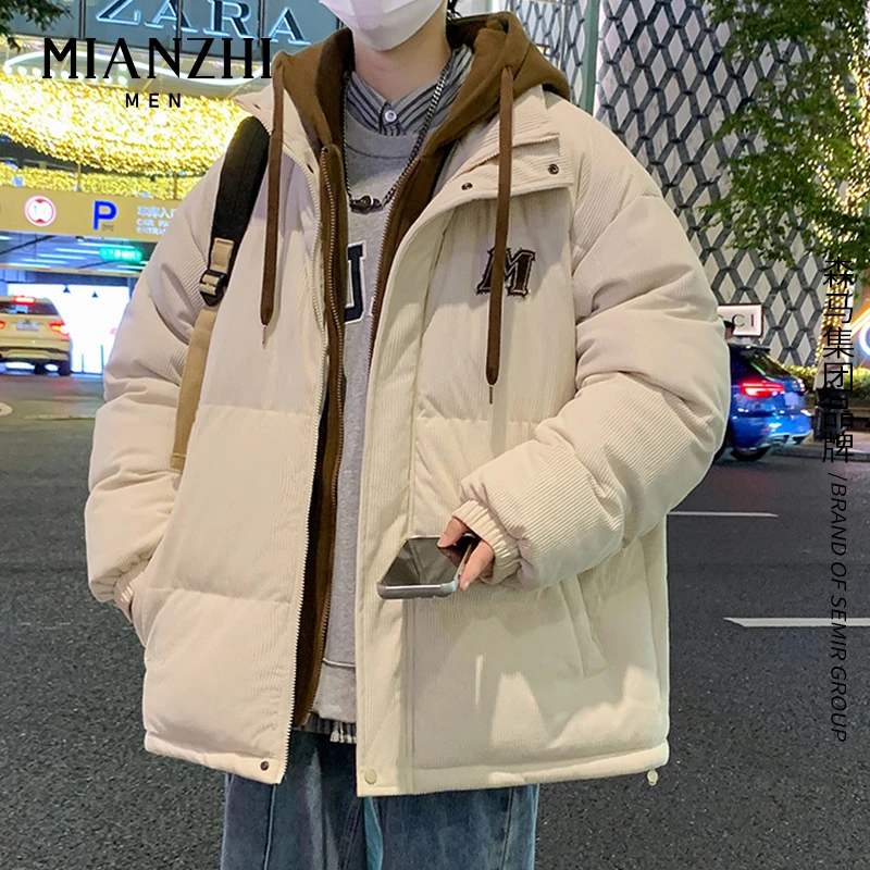 棉致灯芯绒男士棉衣男装外套百搭冬季加厚假两件棉服情侣棉袄户外