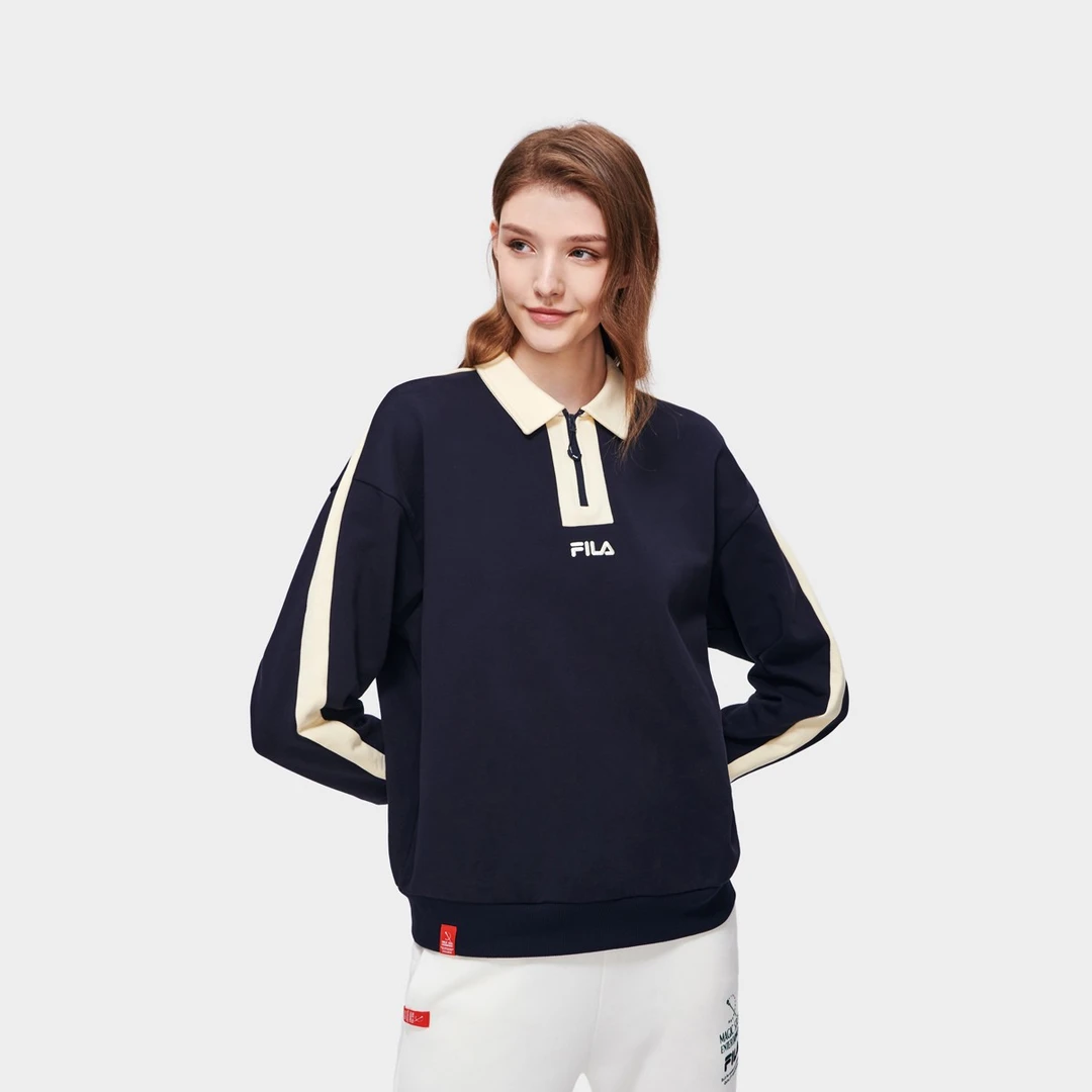 Fila/斐乐女子新款春季时尚百搭休闲运动长袖POLO衫   F11W319209