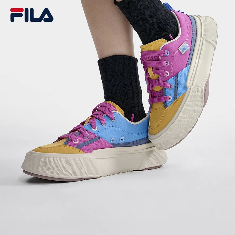Fila/斐乐情侣【溶解川行鞋】复古软底增高帆布鞋F12W322301F