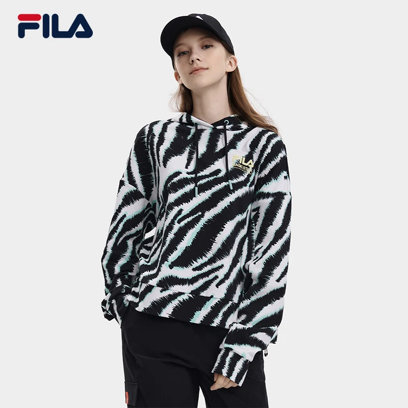 Fila/斐乐女款运动休闲潮流时尚针织宽松长袖连帽卫衣 F11W339206