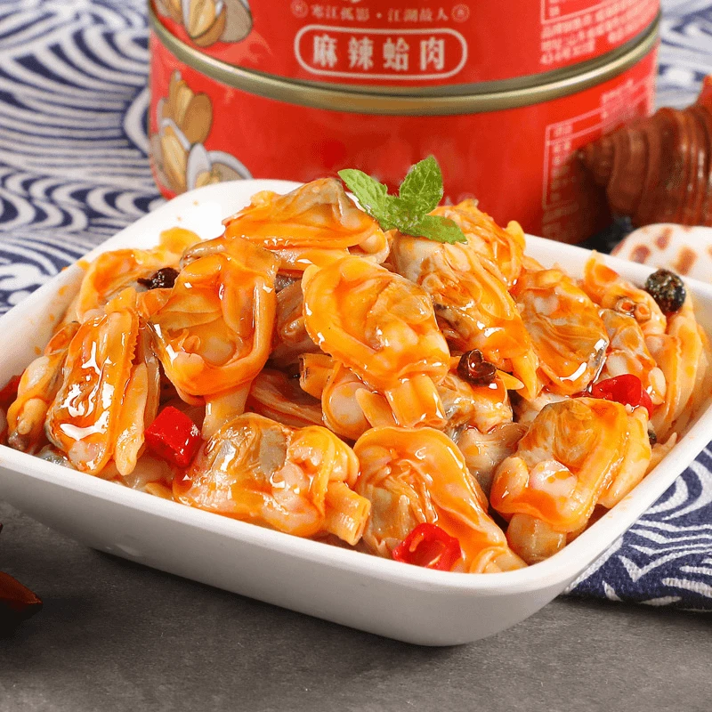 蓝湃香辣花蛤罐头蛤蜊肉捞汁小海鲜100g×10罐开罐即食麻辣花甲肉
