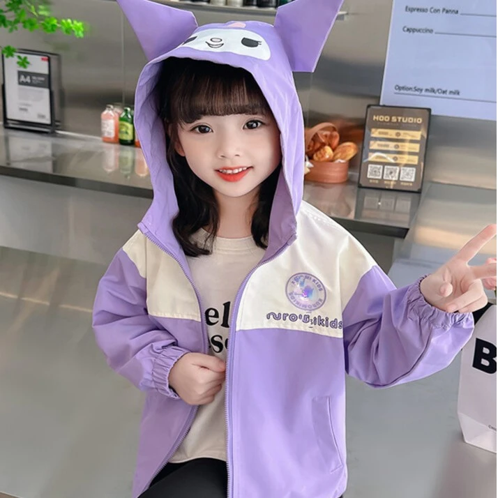 女童春装外套2024新款儿童时髦韩版连帽卫衣女宝宝洋气卡通